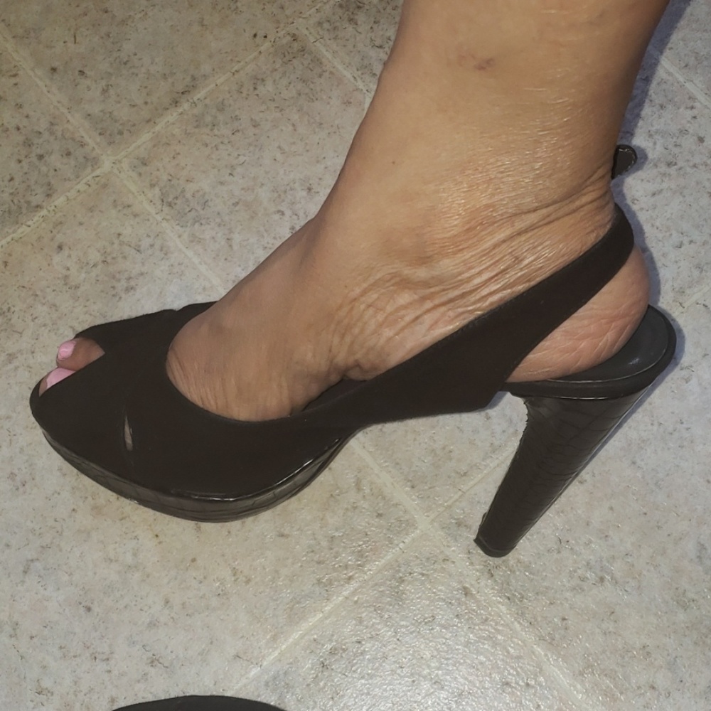 Stuart Weitzman Black Peep Toe Platforms - image 3
